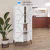 Kệ tủ pantry gỗ mở cửa trưng bày, chứa đồ cá nhân gọn gàng trong không gian bếp
