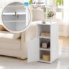 Tủ đầu giường màu trắng thiết kế nhỏ gọn, phù hợp đặt cạnh ghế sofa hay giường ngủ