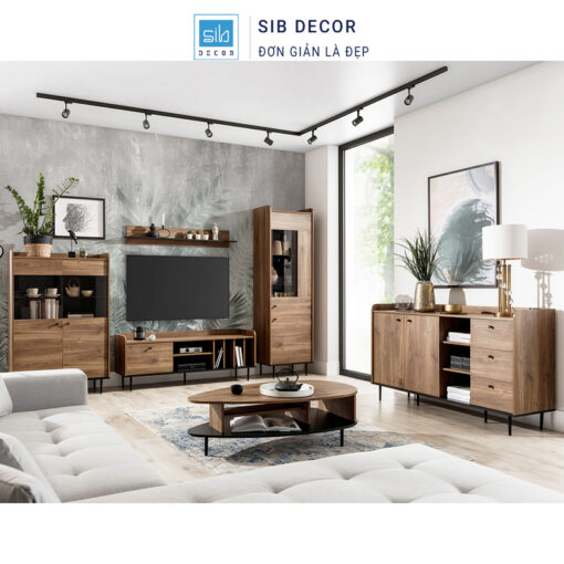 Bàn trà hiện đại trong không gian nội thất đồng bộ, tạo điểm nhấn tinh tế cho phòng khách