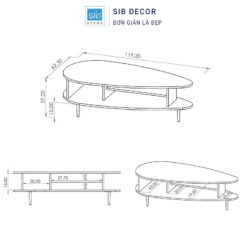 Bản vẽ kỹ thuật bàn trà hiện đại với kích thước chi tiết, dễ dàng bố trí trong phòng khách