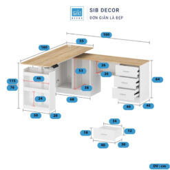 Bàn làm việc nâng hạ phong kích thước chi tiết