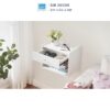 Kệ đầu giường treo tường trắng trang nhã, ngăn kéo và kệ dưới giúp lưu trữ sách tiện lợi