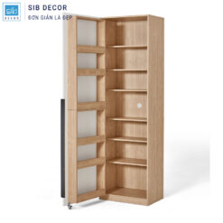Tủ bếp gỗ cao cấp mở cánh rộng, bố trí ngăn kệ khoa học phù hợp không gian bếp hiện đại