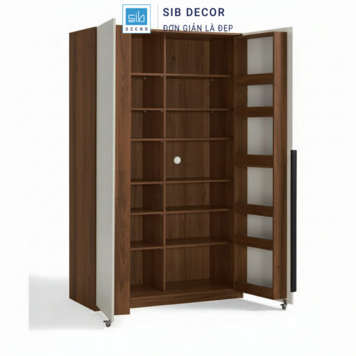 Tủ bếp hiện đại mở cánh với hệ ngăn chia khoa học, tăng khả năng lưu trữ và sắp xếp đồ dùng tiện lợi