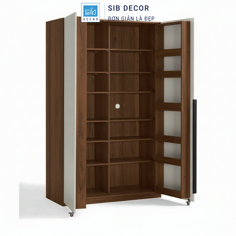 Tủ bếp hiện đại mở cánh với hệ ngăn chia khoa học, tăng khả năng lưu trữ và sắp xếp đồ dùng tiện lợi