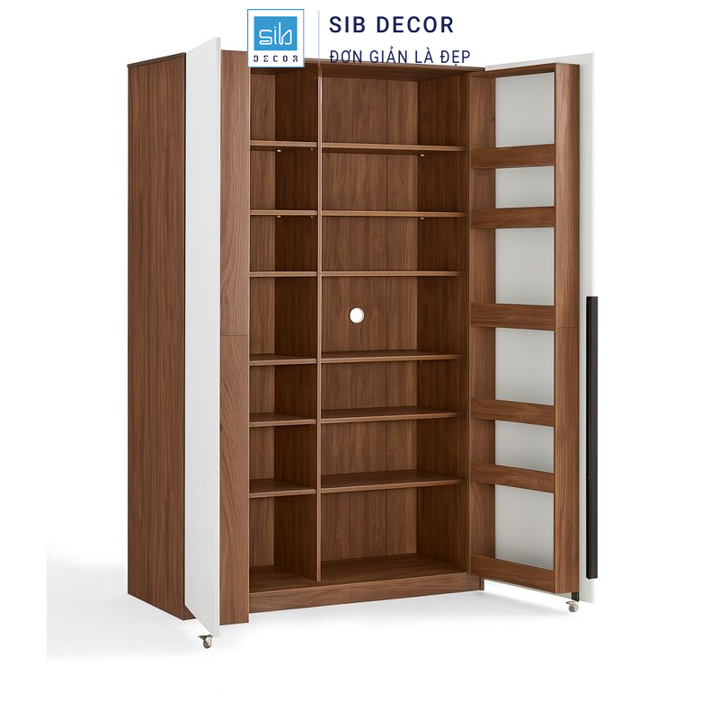 Tủ bếp hiện đại phối màu hài hòa, thiết kế cánh mở linh hoạt giúp sử dụng thuận tiện hằng ngày