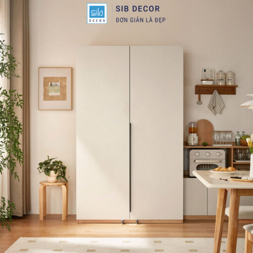 Tủ bếp hiện đại thiết kế cánh phẳng tối giản, gam màu sáng giúp không gian bếp gọn gàng và tinh tế