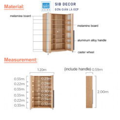 Tủ bếp hiện đại thiết kế cao kịch trần, bố trí nhiều ngăn lưu trữ khoa học kèm thông số kích thước chi tiết