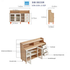 Tủ gỗ trang trí hiện đại thiết kế đa năng kèm kích thước chi tiết, phù hợp bố trí phòng khách gọn gàng