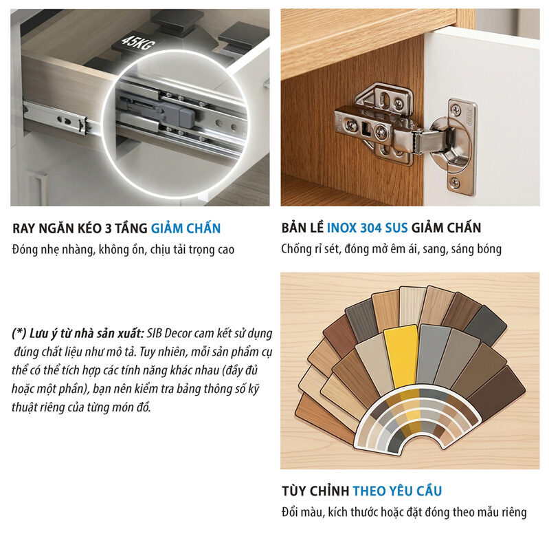Điểm nổi bật sản phẩm tủ kệ gỗ thương hiệu SIB Decor 3