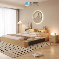 Giường ngủ gỗ thiết kế thấp SIB Decor GN1204