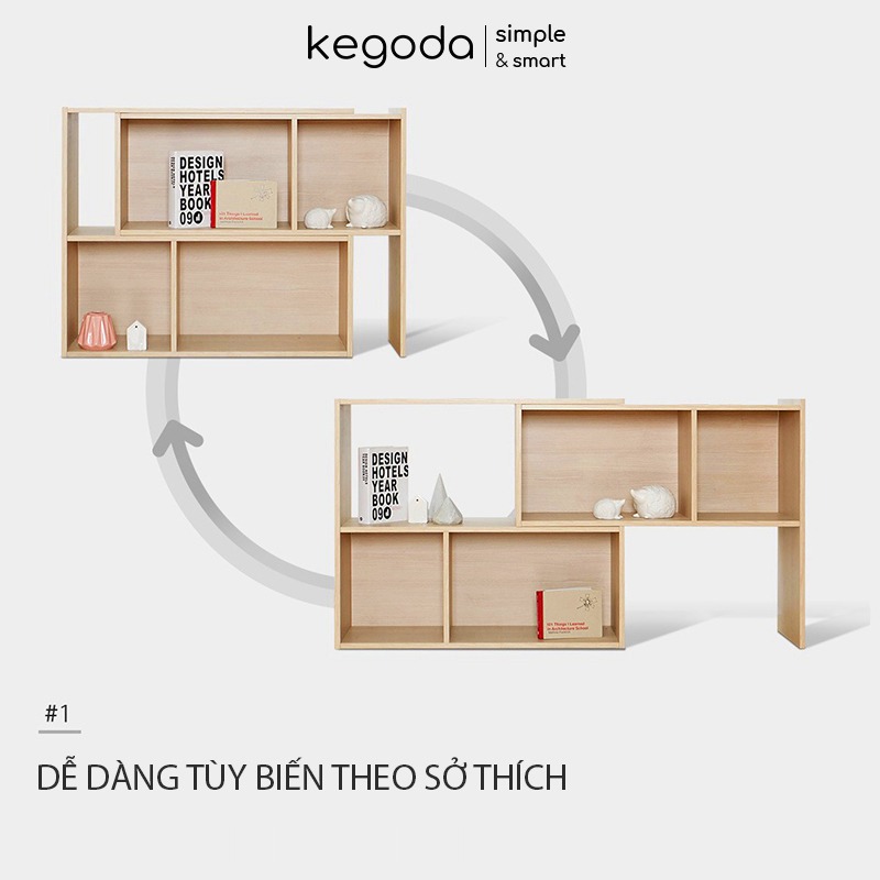 Kệ gỗ thông minh 2 khối KGD06 thiết kế theo phong cách hiện đại, gồm các khối kệ có thể linh hoạt điều chỉnh và sắp xếp theo nhu cầu sử dụng.