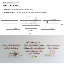 [Tặng phụ kiện khoan tường] Set Kệ Nail, Sơn Móng Thanh Ngang Treo Tường Spa, Tiệm Nail SIB Decor