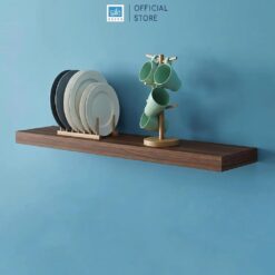 Kệ Thanh Ngang Treo Âm Tường Rộng 20cm, Gỗ Dày 25mm Màu Walnut SIB Decor KT005